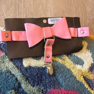 Pink and purple faux leather garter belt